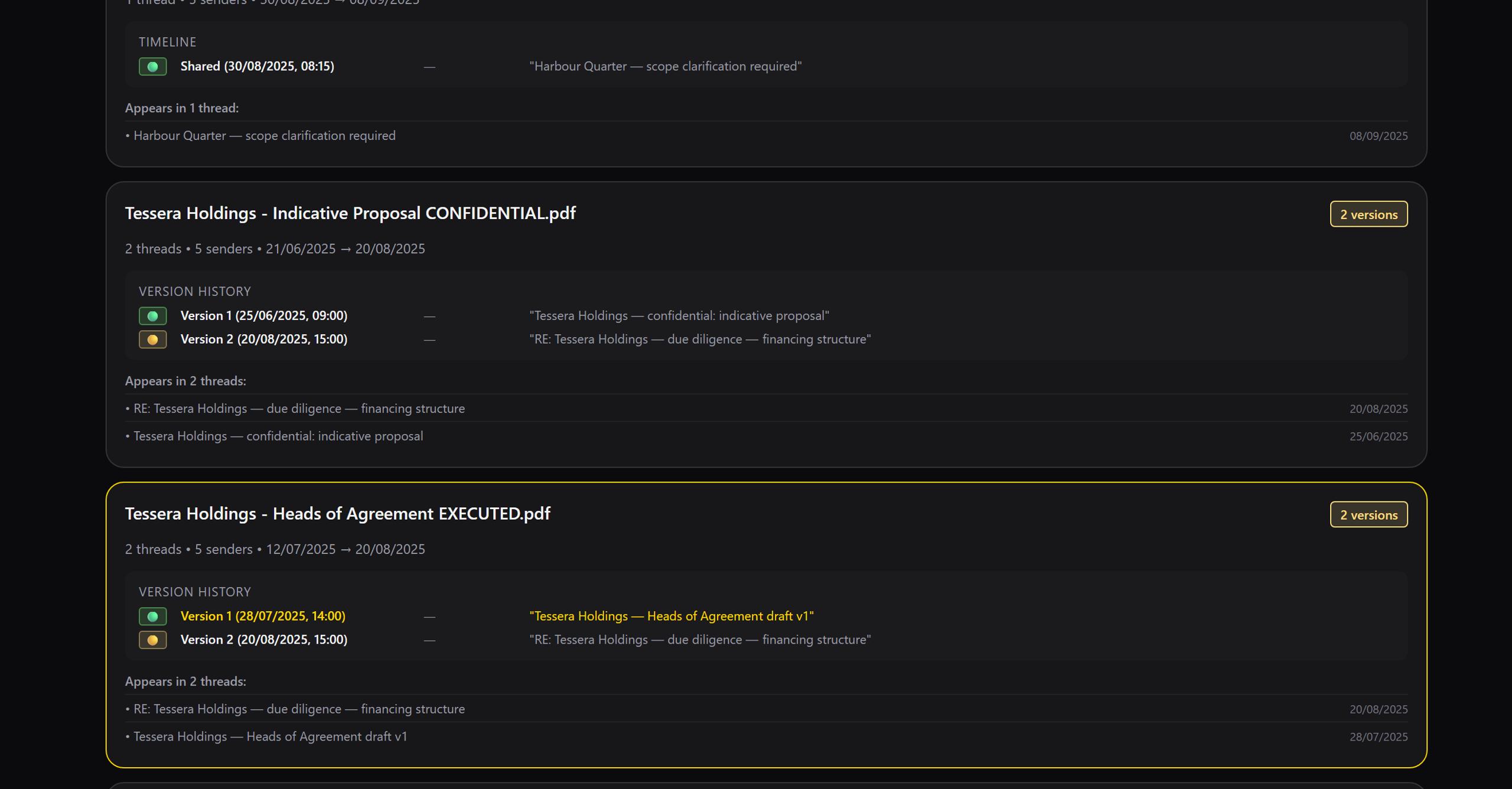MailBraid attachment version tracking