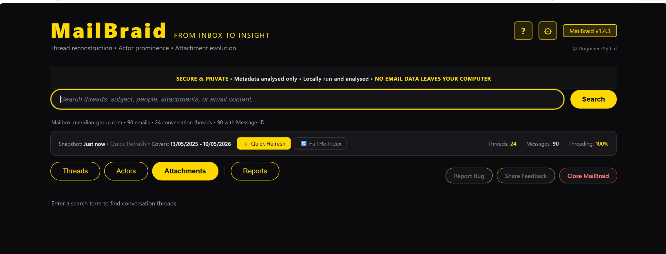 MailBraid main search interface